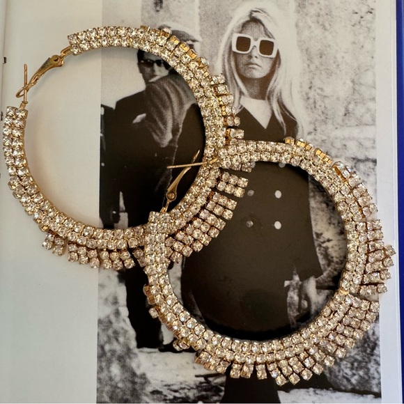 Rhinestone Hoop Earrings - Picture 4 of 5